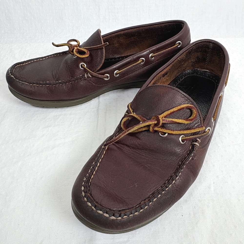 G.H. Bass Colburn Brown Leather Moccasins Boat Shoes Mens 10 D Loafers Preppy
